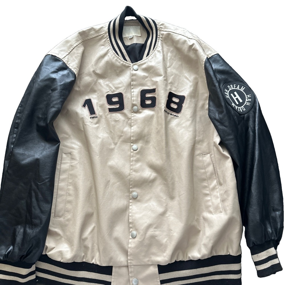 Vintage Style Velvet Underground Lou Reed Warhol Varsity Leather Jacket Sz Large